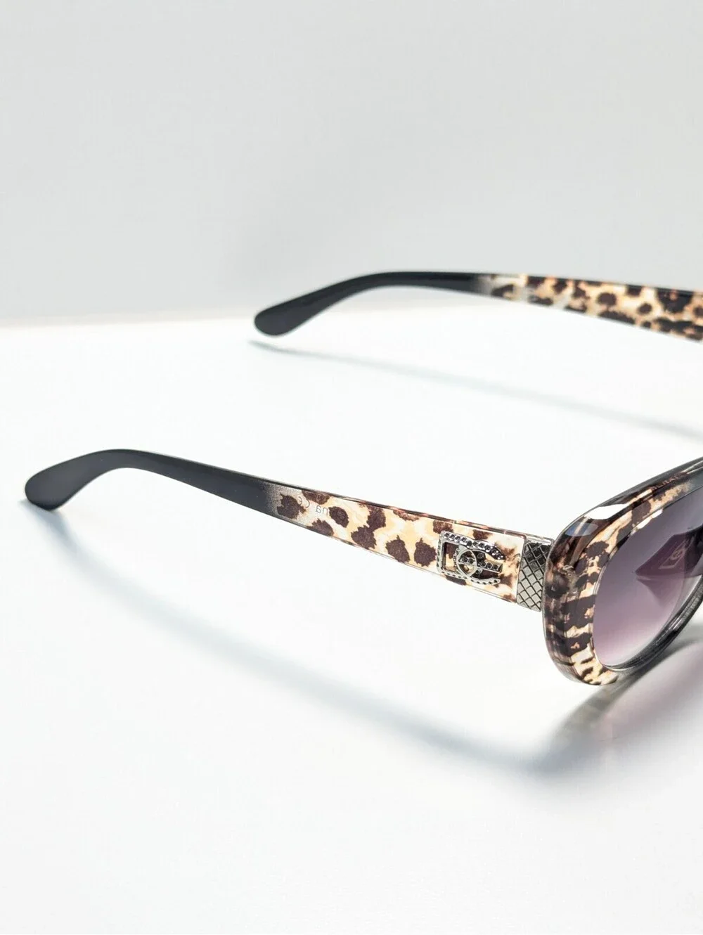 Design Eyewear 737 Purple Gradient UV Leopard Print Cat Eye Women's Sunglasses